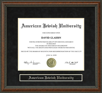 American Jewish University (AJU) Diploma Frame