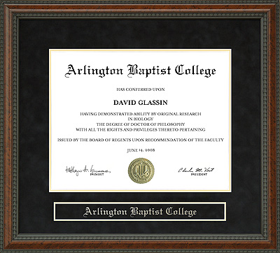 Arlington Baptist College Diploma Frame