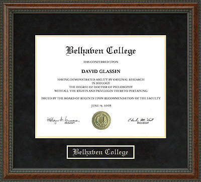 Belhaven College Diploma Frame