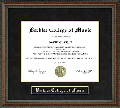 Berklee College of Music Diploma Frame