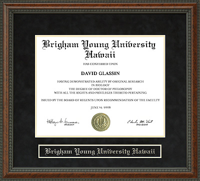 Brigham Young University Hawaii (BYUH) Diploma Frame