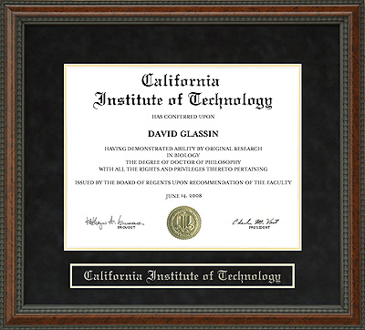California Institute of Technology (Cal Tech) Diploma Frame