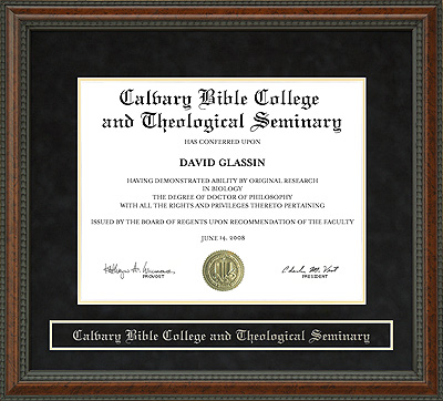 Calvary Bible College and Theological Seminary Diploma Frame