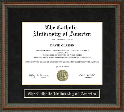 The Catholic University of America (CUA) Diploma Frame: Wordyisms