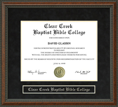 Clear Creek Baptist Bible College (CCBBC) Diploma Frame