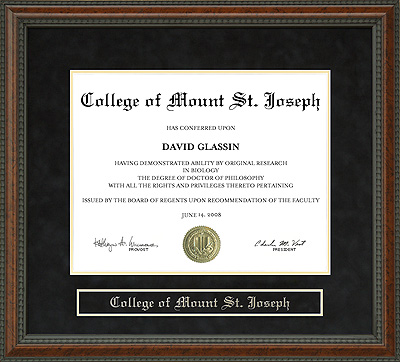 College of Mount St. Joseph (The Mount) Diploma Frame