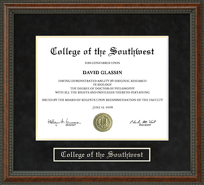 College of the Southwest (CSW) Diploma Frame