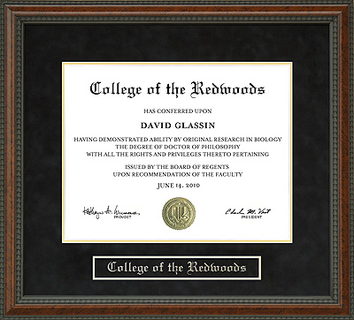 College of the Redwoods Diploma Frame