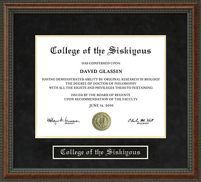 College of the Siskiyous Diploma Frame