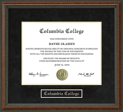 Columbia College Diploma Frame