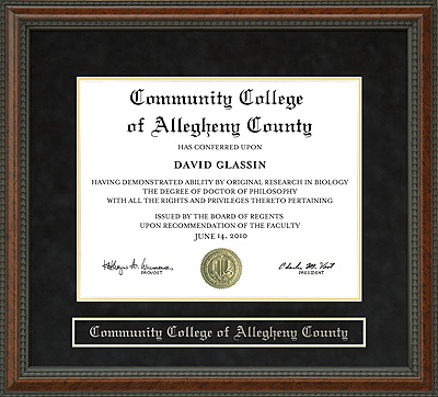 Community College of Allegheny County (CCAC) Diploma Frame