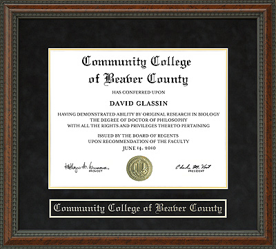 Community College of Beaver County (CCBC) Diploma Frame