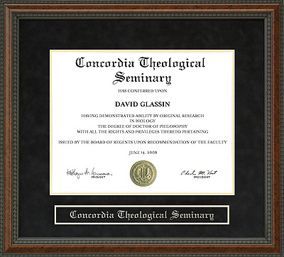 Concordia Theological Seminary Diploma Frame