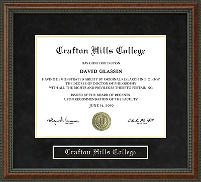 Crafton Hills College (CHC) Diploma Frame