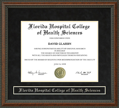 Florida Hospital College of Health Sciences (FHCHS) Diploma Frame
