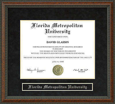 Florida Metropolitan University (FMU) Diploma Frame