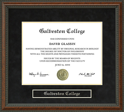 Galveston College Diploma Frame