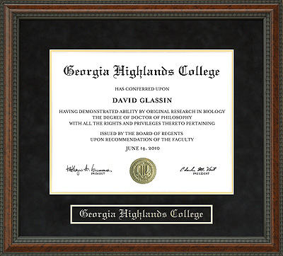 Georgia Highlands College Diploma Frame