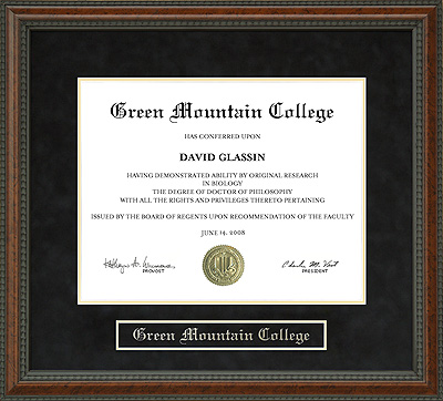 Green Mountain College (GMC) Diploma Frame