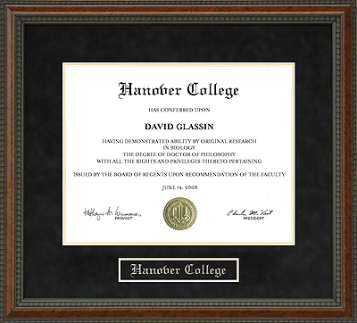 Hanover College Diploma Frame