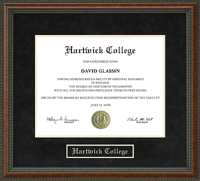 Hartwick College Diploma Frame