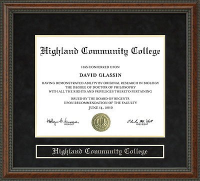 Highland Community College Diploma Frame