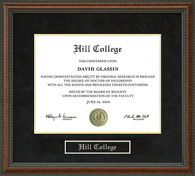 Hill College Diploma Frame
