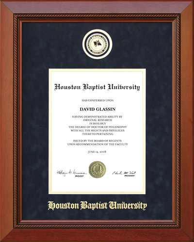 HBU Designer Diploma Frame in Marine Blue Suede