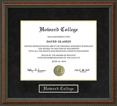 Howard College Diploma Frame