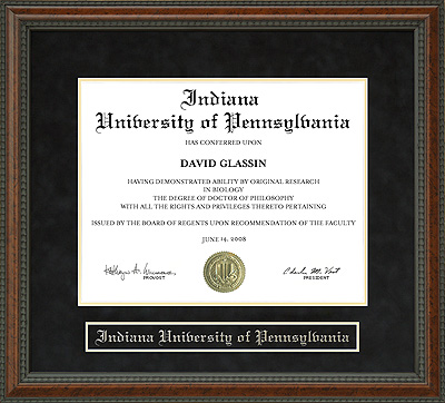 Indiana University of Pennsylvania (IUP) Diploma Frame