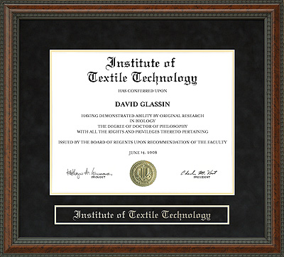 Institute of Textile Technology (ITT) Diploma Frame