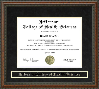 Jefferson College of Health Sciences (JCHS) Diploma Frame