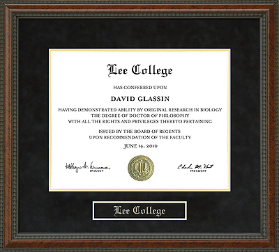 Lee College Diploma Frame