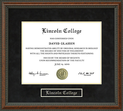 Lincoln College Diploma Frame