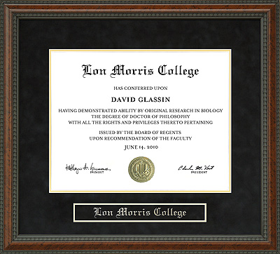 Lon Morris College Diploma Frame