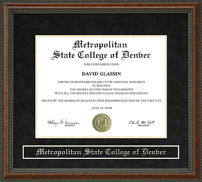 Metropolitan State College of Denver (Metro State) Diploma Frame