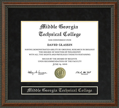Middle Georgia Technical College (MGTC) Diploma Frame