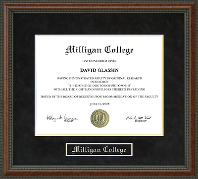 Milligan College Diploma Frame
