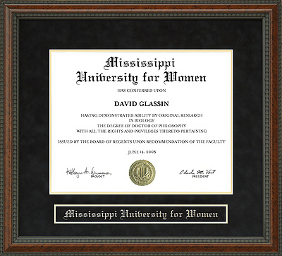 Mississippi University for Women (MUW) Diploma Frame
