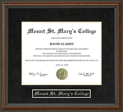 Mount St. Mary’s College (MSMC) Diploma Frame