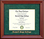 Russell Sage College Diploma Frame in Green Suede