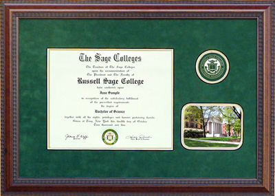 RSC Green Suede Diploma Frame with Campus Photo