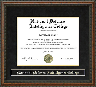 National Defense Intelligence College (NDIC) Diploma Frame