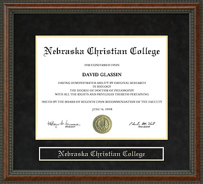 Nebraska Christian College (NCC) Diploma Frame
