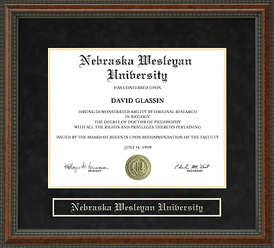 Nebraska Wesleyan University (NWU) Diploma Frame