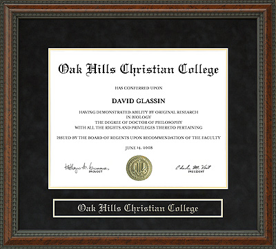 Oak Hills Christian College Diploma Frame