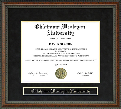 Oklahoma Wesleyan University (OKWU) Diploma Frame