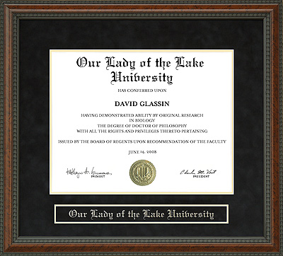 Our Lady of the Lake University (OLLU) Diploma Frame