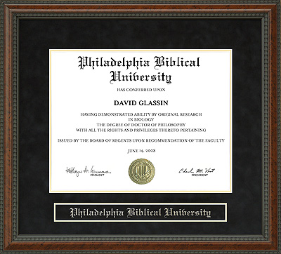 Philadelphia Biblical University (PBU) Diploma Frame