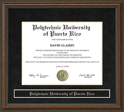 Polytechnic University of Puerto Rico (Poly) Diploma Frame